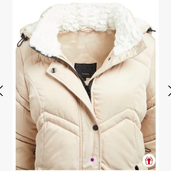 NWT Steve Madden Creme Long Heavy Duty Snow Winter Zipper Puffer Coat Size 2X - Picture 3 of 5
